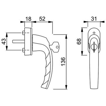 HOPPE Feuerlöschspray Fenstergriff 100NMF9 NA7501 7/032-042 H001