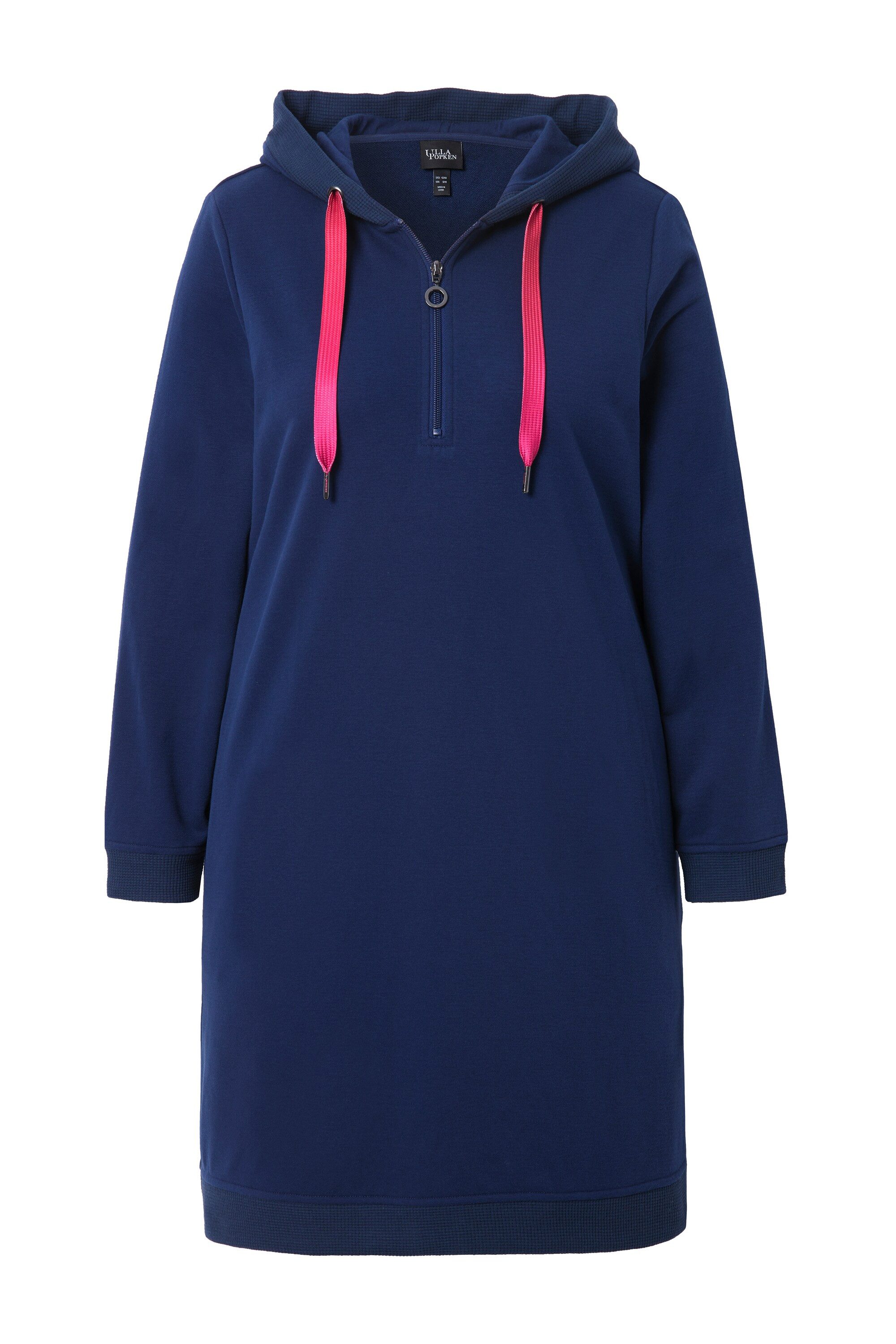 Ulla Popken Midikleid Hoodiekleid Waffelstruktur Kapuze Langarm günstig online kaufen