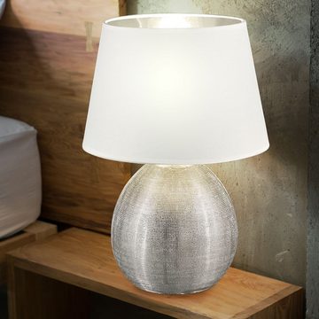 etc-shop LED Tischleuchte, Leuchtmittel inklusive, Warmweiß, Farbwechsel, Tisch Leuchte silber Fernbedienung Wohn Zimmer Lese Lampe