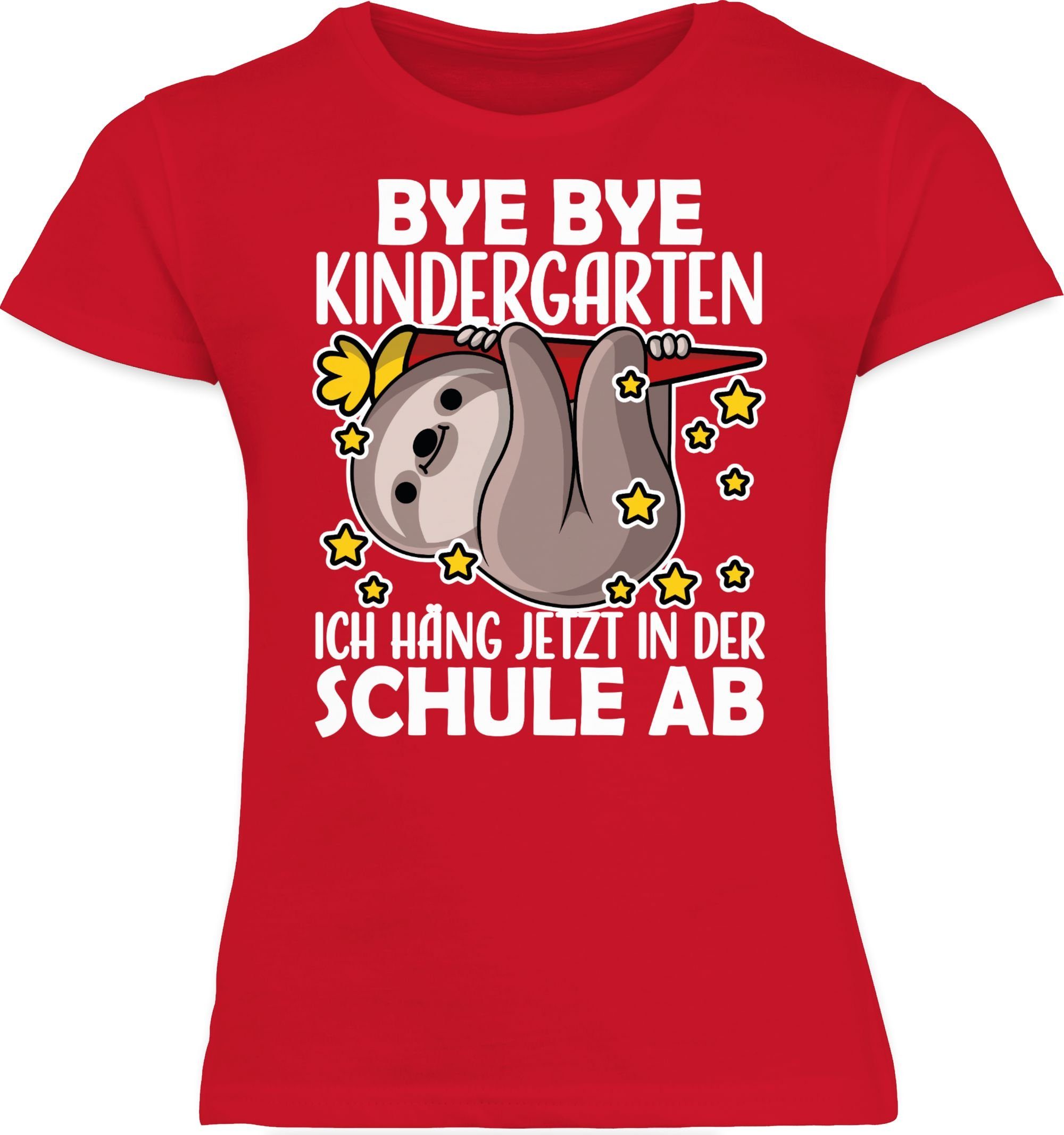 Shirtracer T-Shirt Bye Bye Kindergarten Mädchen Rot Einschulung 3