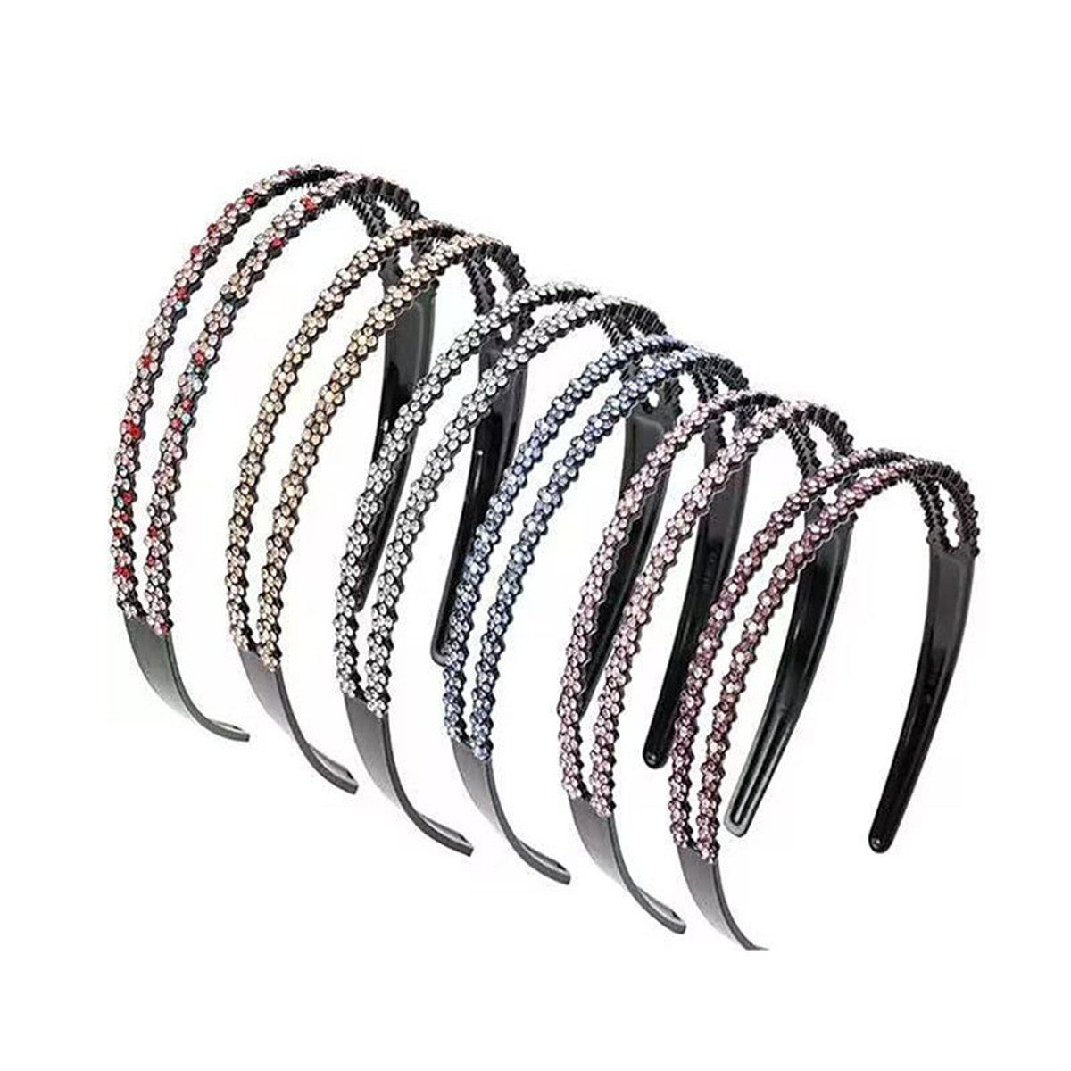 nsihing Haarband Strass Haarband Doppel Kristall Seite Modische Haarreife Hart, 6-tlg., 6 Stück Rutschfeste Zinken Stirnband Haarschmuck für Damen Mädchen