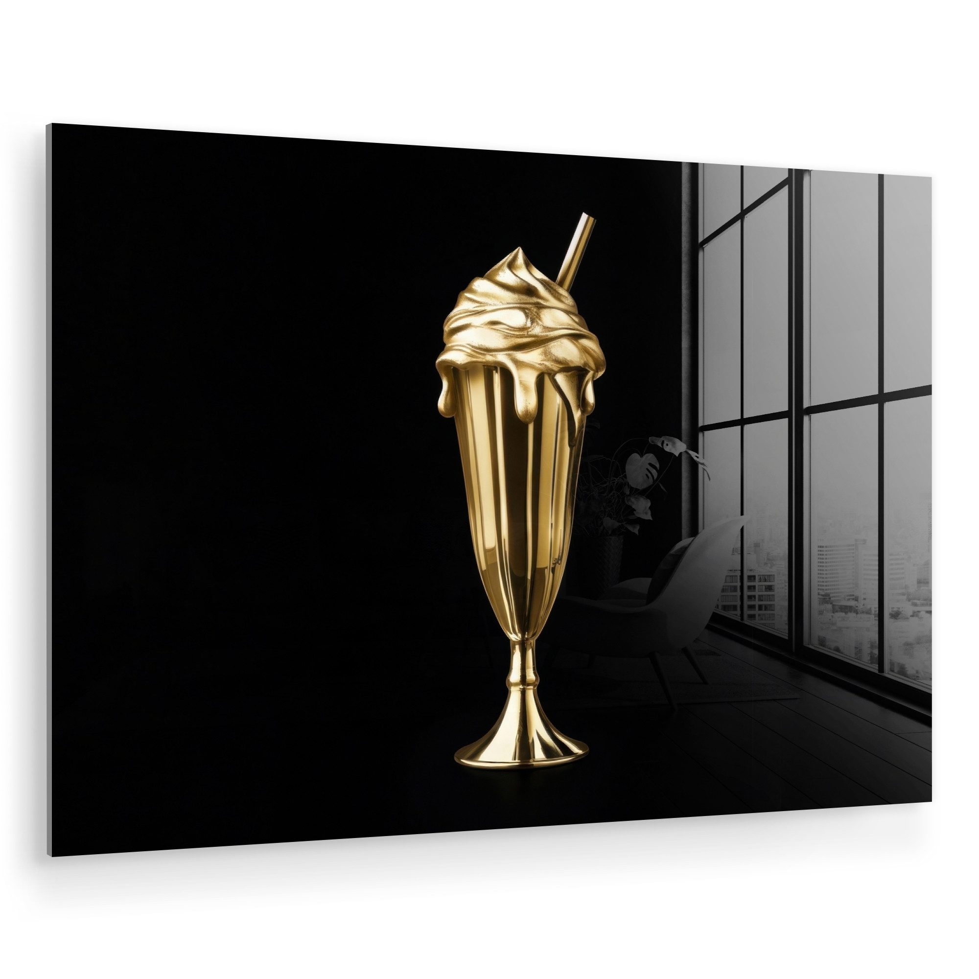 MuchoWow Acrylglasbild Milchshake - Gold - günstig online kaufen