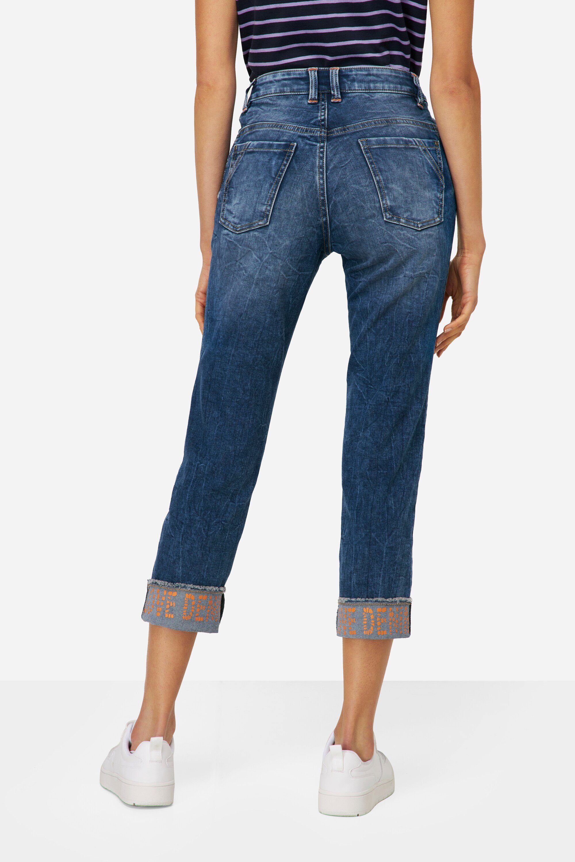 5-Pocket Regular-fit-Jeans 7/8-Slim-Jeans Saum-Umschlag Laurasøn