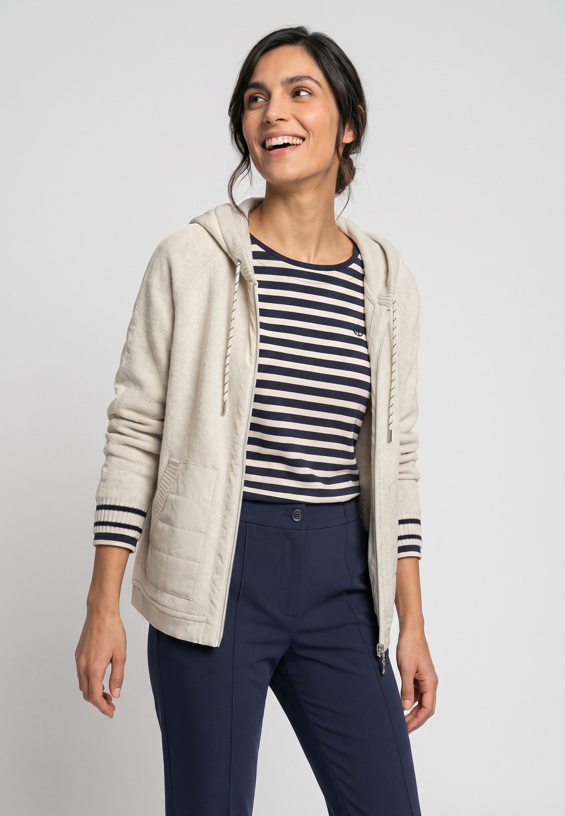 Olsen Cardigan mit Kapuze und Reißverschluss