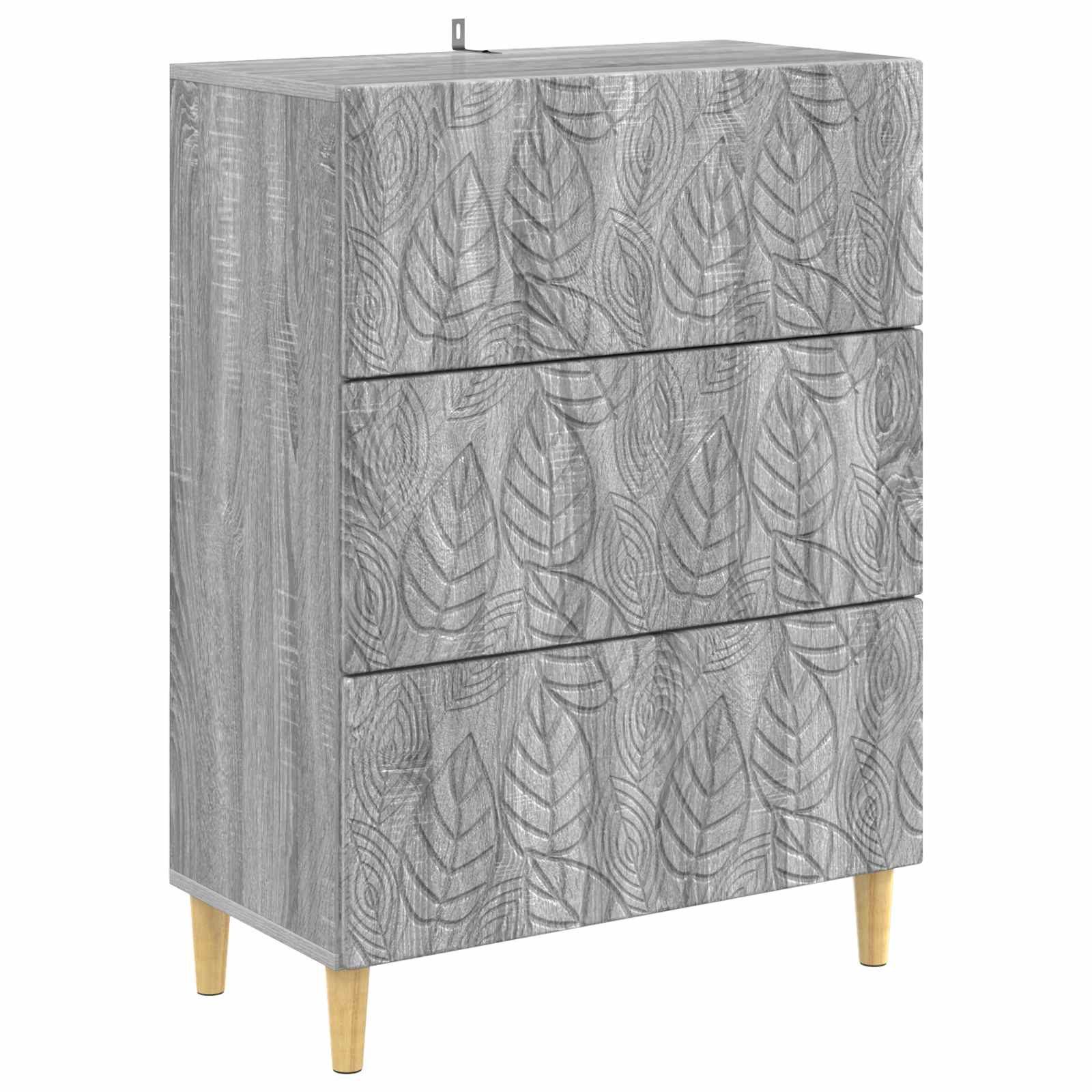 vidaXL Kommode 66 x 34,5 x 90 cm Kommode Schubladenschrank Sideboard Grau Sonoma 66x3