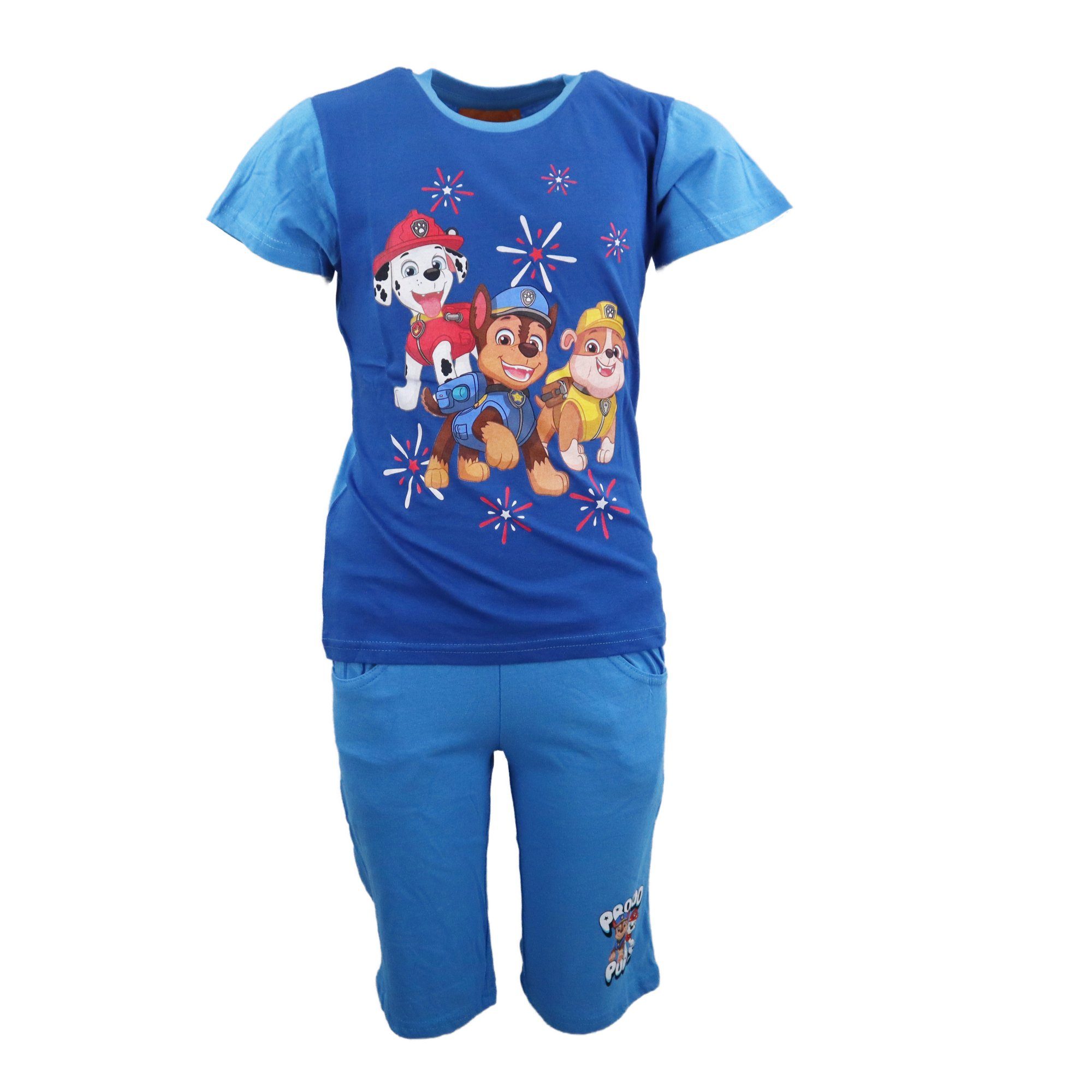 PAW PATROL Kurzarmshirt Paw Patrol Jungen Kinder Sommer Set T-Shirt plus Shorts Gr. 98 bis 128, 100% baumwolle