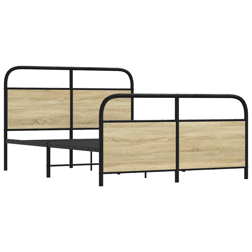 vidaXL Bett Metallbett ohne Matratze Sonoma-Eiche günstig online kaufen