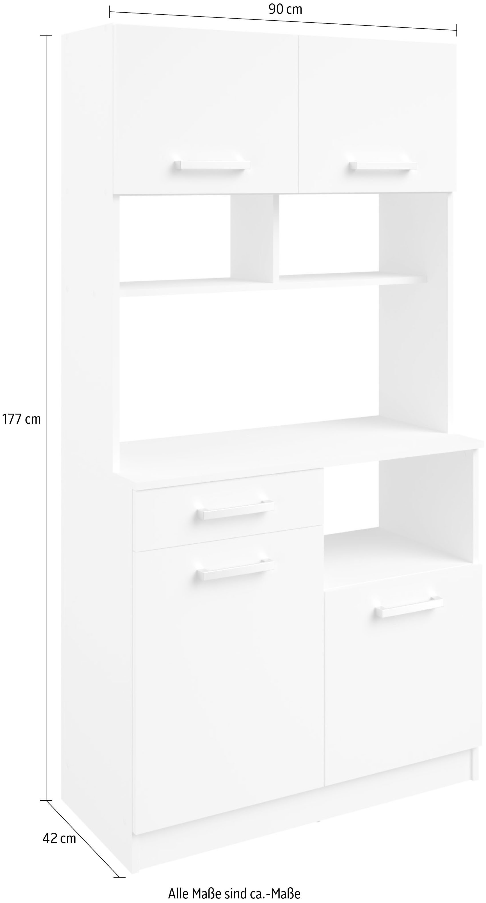 Parisot Buffet Uno, (B/H/T ca. 90x177x42) (1-St) Stauraum, zeitlos, variabel nutzbar, ohne Elektrogeräte