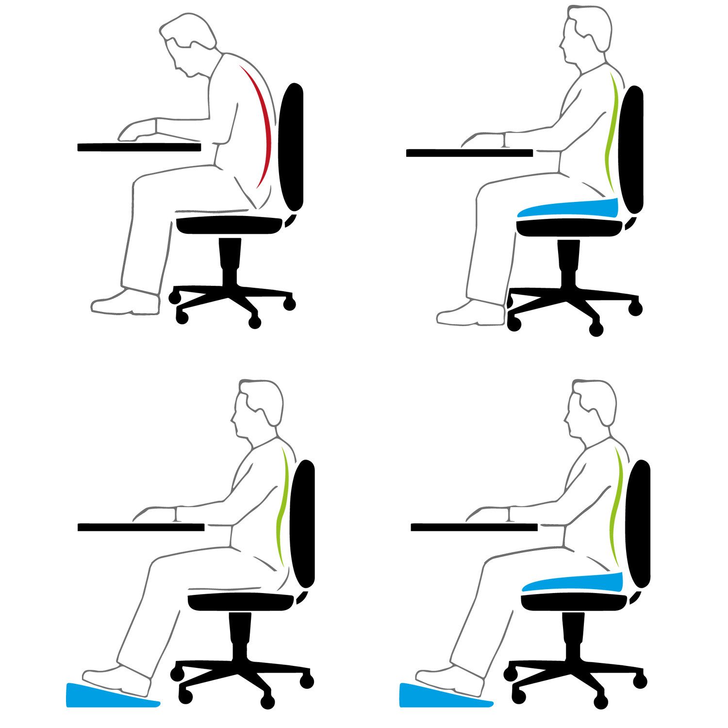 GORANDO Keilkissen Sitzkissen Bürostuhl Autositzkissen orthopädisch Keilform Fußstütze