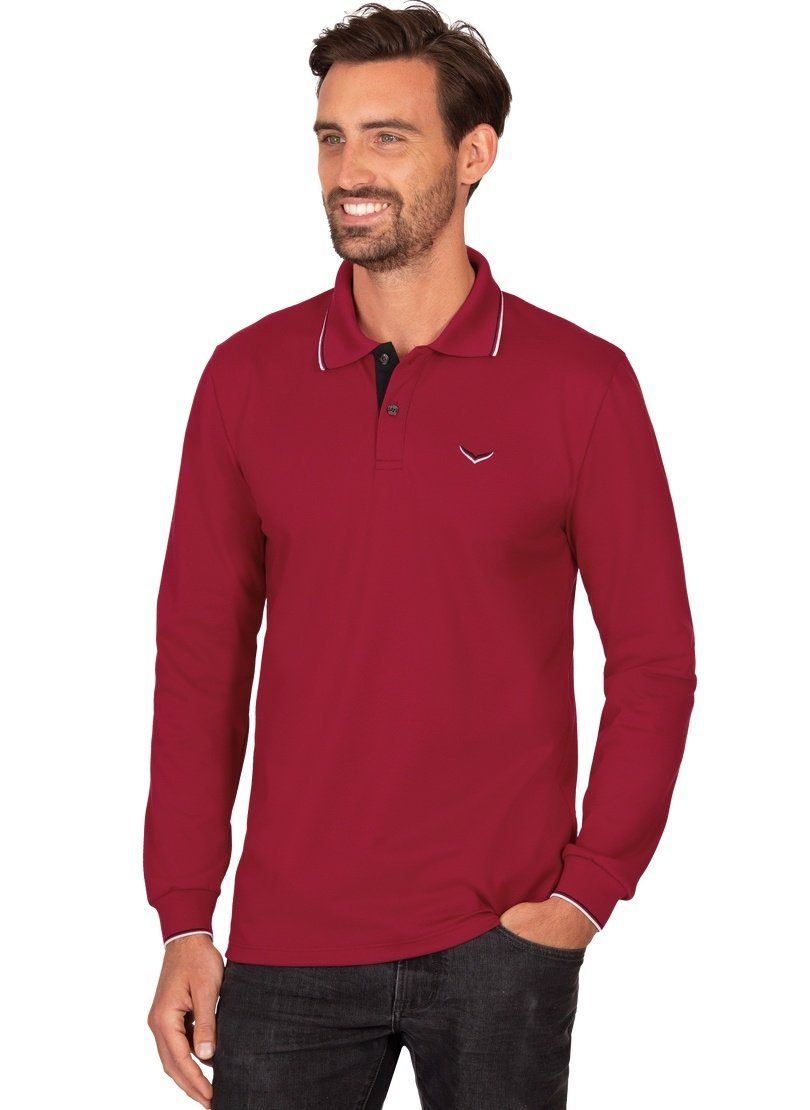 Trigema Poloshirt TRIGEMA Modisches Poloshirt mit langen Armen rubin