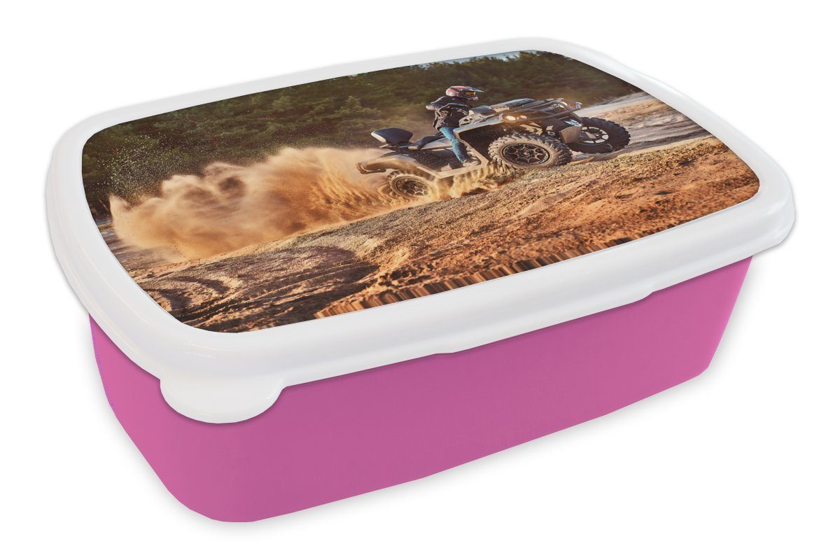 Quad rosa MuchoWow (2-tlg), - Lunchbox Brotbox für Brotdose Erwachsene, Kinder, Rallye Kunststoff, - Kunststoff Sand, Mädchen, Snackbox,
