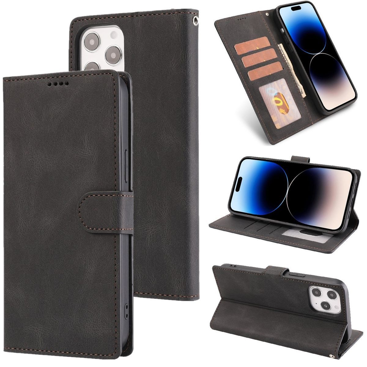 König Design Handyhülle Apple iPhone 14 Pro Max, Schutzhülle Schutztasche Case Cover Etuis Wallet Klapptasche Bookstyle