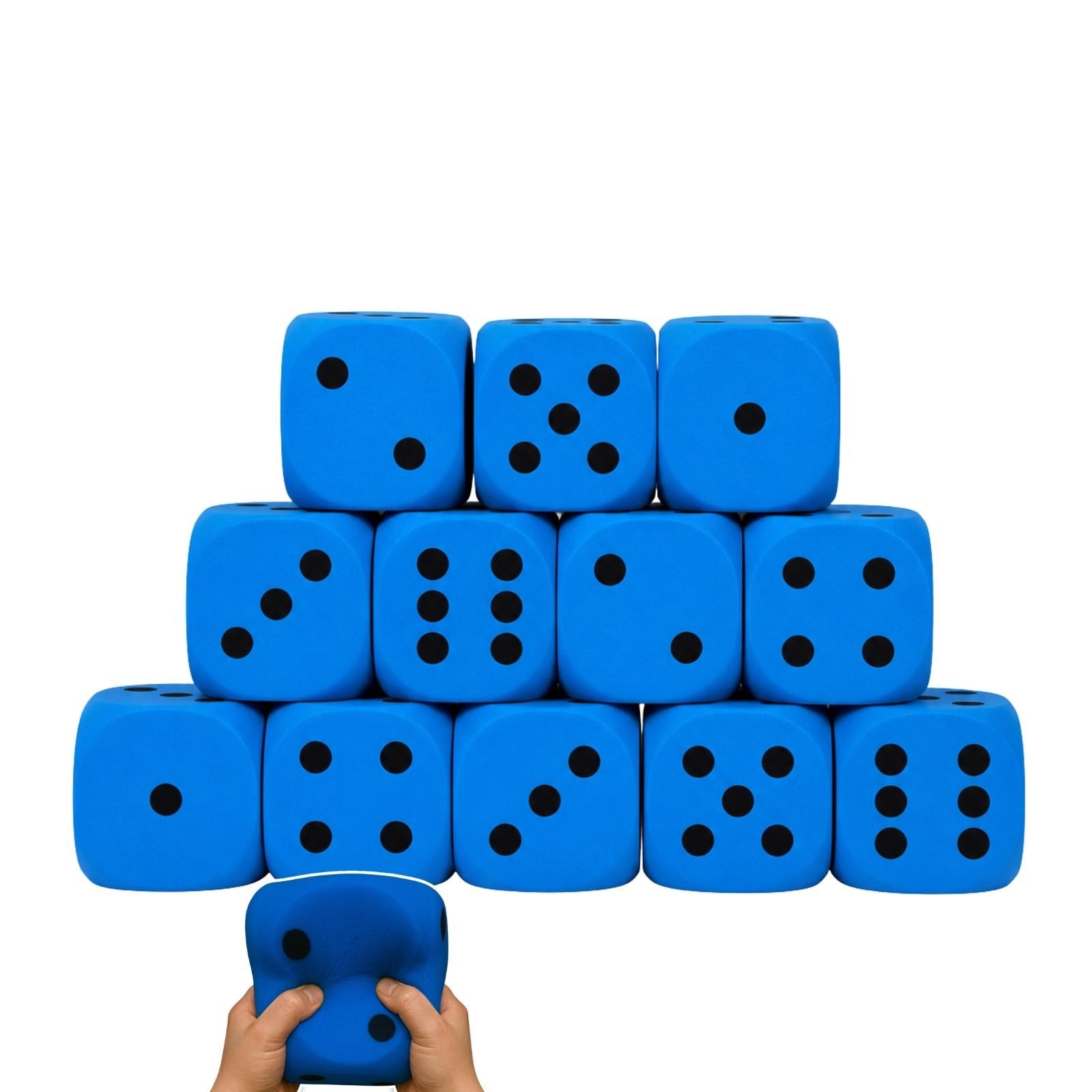 Softball XXL Schaumstoffwürfel, 12er Set blau, 15 cm, extra weiche Augenwürfel