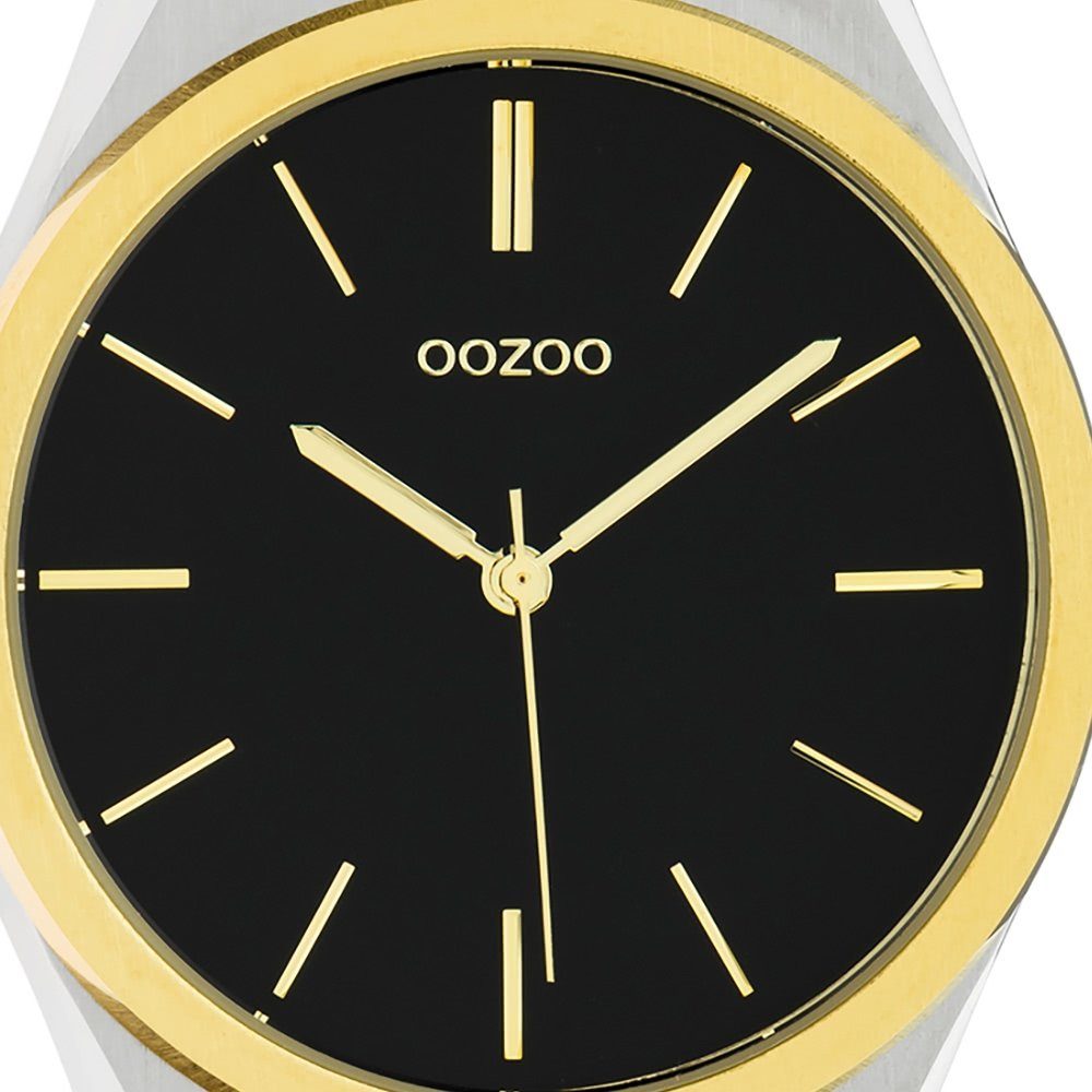 gold, Unisex Edelstahlarmband, Armbanduhr 40mm) OOZOO (ca. Oozoo groß Herren, Fashion-Style Damenuhr Quarzuhr silber rund,