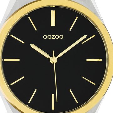 OOZOO Quarzuhr Oozoo Unisex Armbanduhr silber gold, (Analoguhr), Herren, Damenuhr rund, groß (ca. 40mm) Edelstahlarmband, Fashion-Style