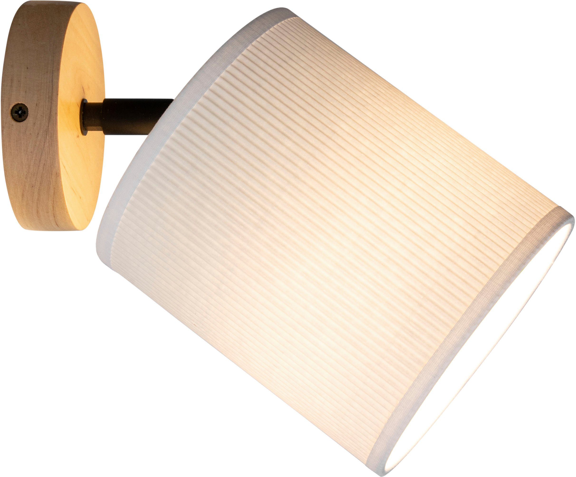 Stoffschirm Optik Home Decken-Wandleuchte Leuchtmittel aus wechselbar, Massivholz, Wandleuchte affaire Diolo, weiss,
