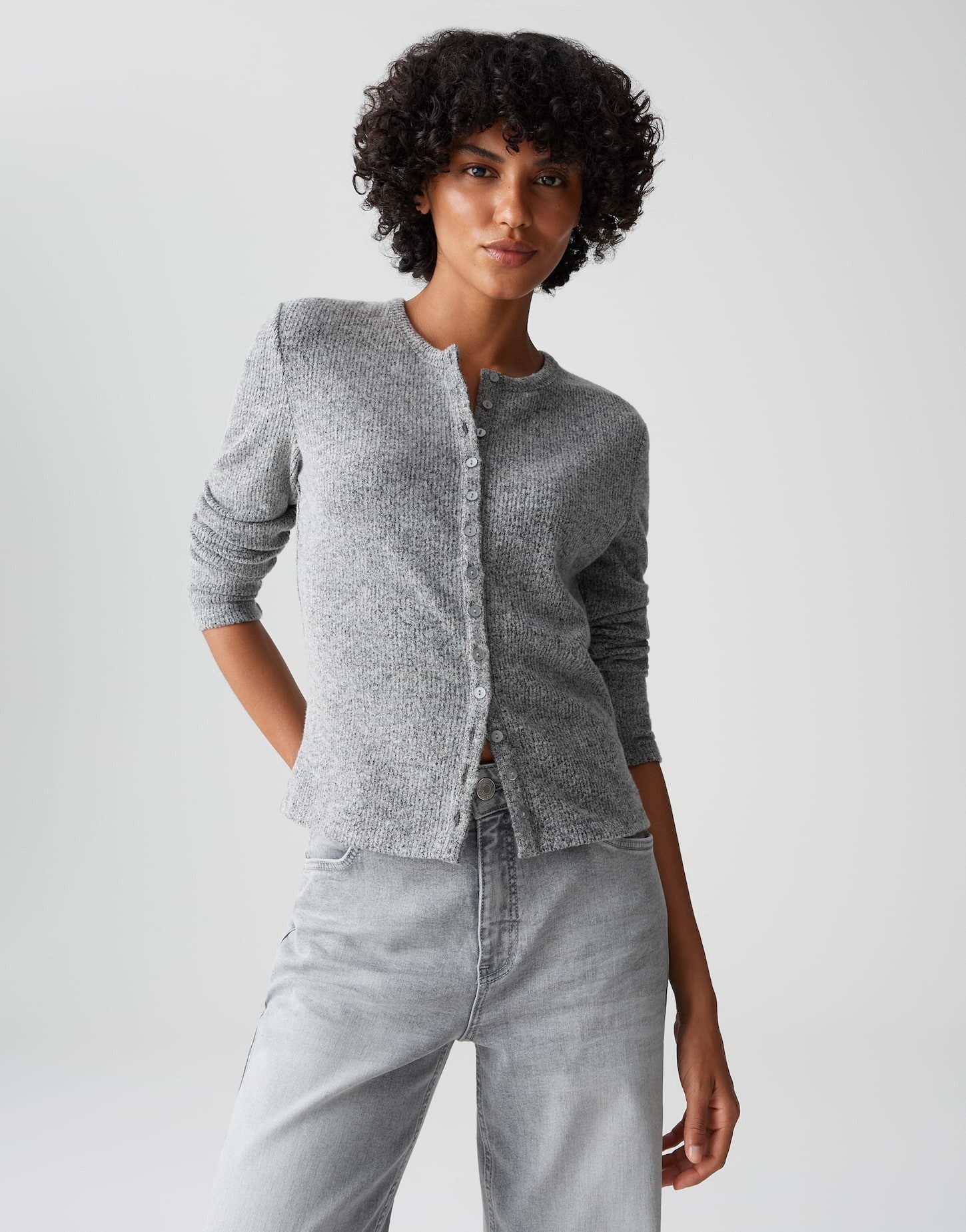 Longsleeve SALTUS Slim Button-up aus Rippjersey