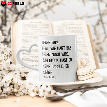 22Feels Tasse Papa Geschenk Vatertag von Tochter Vater Geburtstag Kaffeetasse Mann, Keramik, Made In Germany, Spülmaschinenfest, Herzhenkel