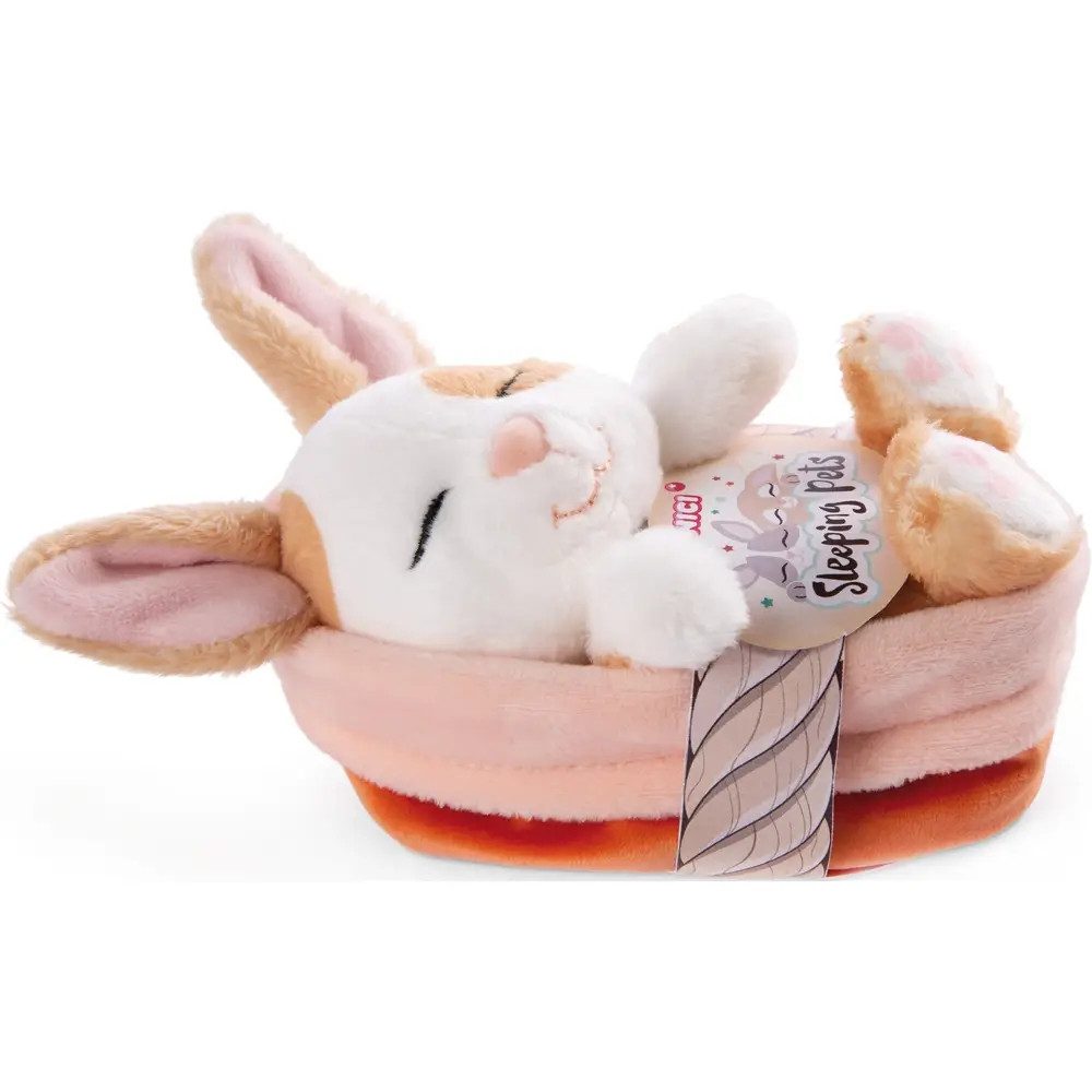 Vedes Kuscheltier Kuscheltier Sleeping Pets Hase karamell gepunktet 12cm im Körbchen