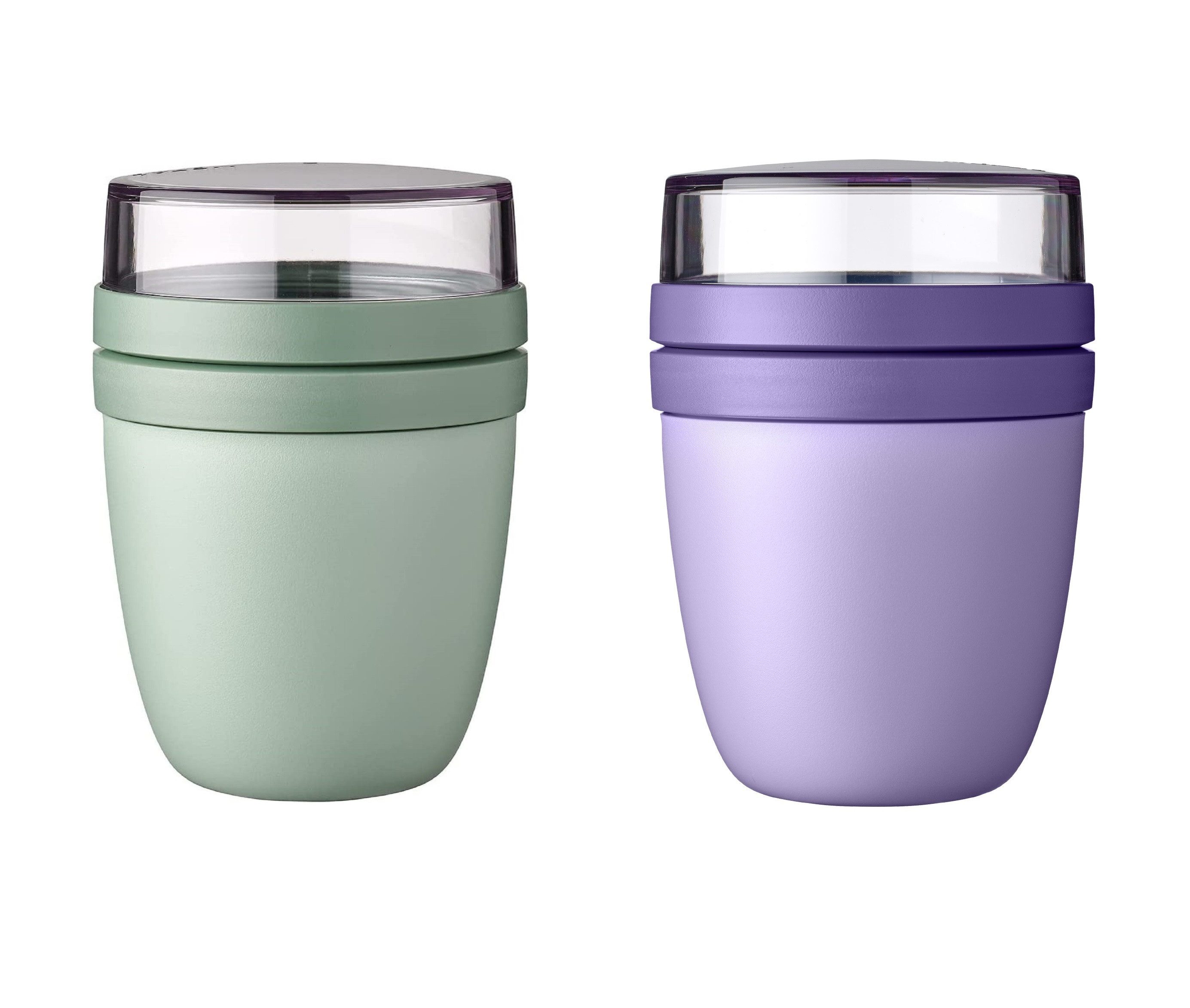 Mepal Lunchbox Lunchpot Ellipse Mixed, Nordic Sage + Vivid Lilac, 500 + 200 ml, Polypropylen (PP), PCTG, To go Becher, geeignet für Tiefkühler, Mikrowelle und Spülmaschine