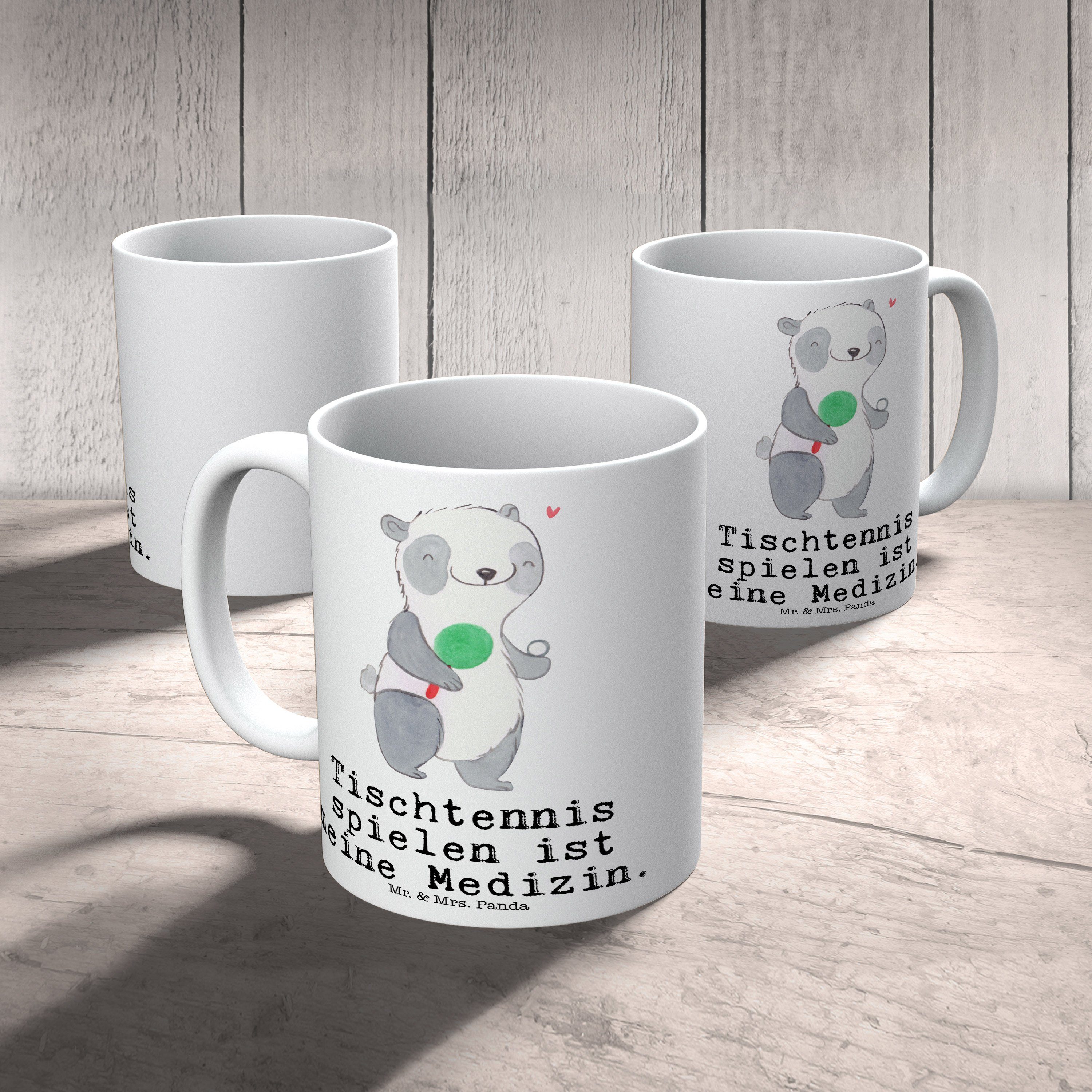 Tasse Keramik Schenken, Motive, Tasse Mrs. Tischtennis - Geschenk, Mr. - & Weiß Panda Medizin Panda