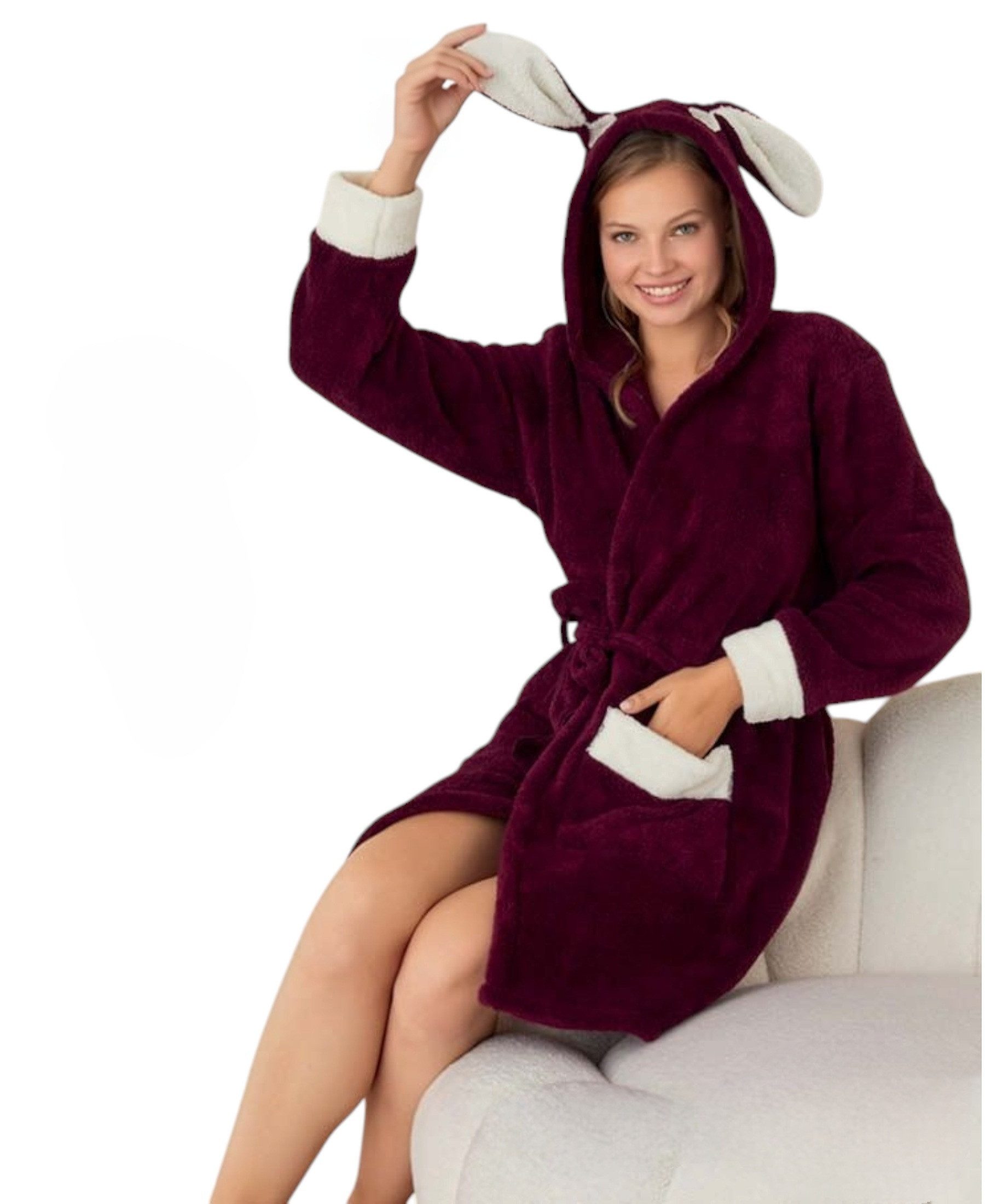 fashionshowcase Bademantel Damen mit Kapuze Flauschig günstig online kaufen