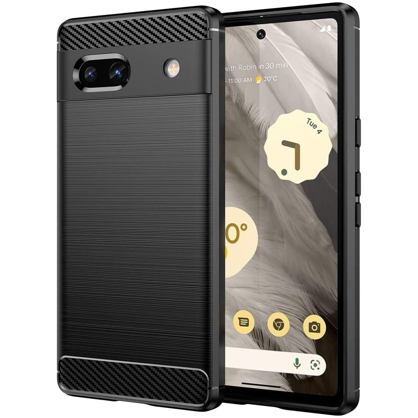 CoolGadget Handyhülle Carbon Handy Hülle für Google Pixel 7a 6,1 Zoll, robuste Telefonhülle Case Schutzhülle für Pixel 7a Hülle