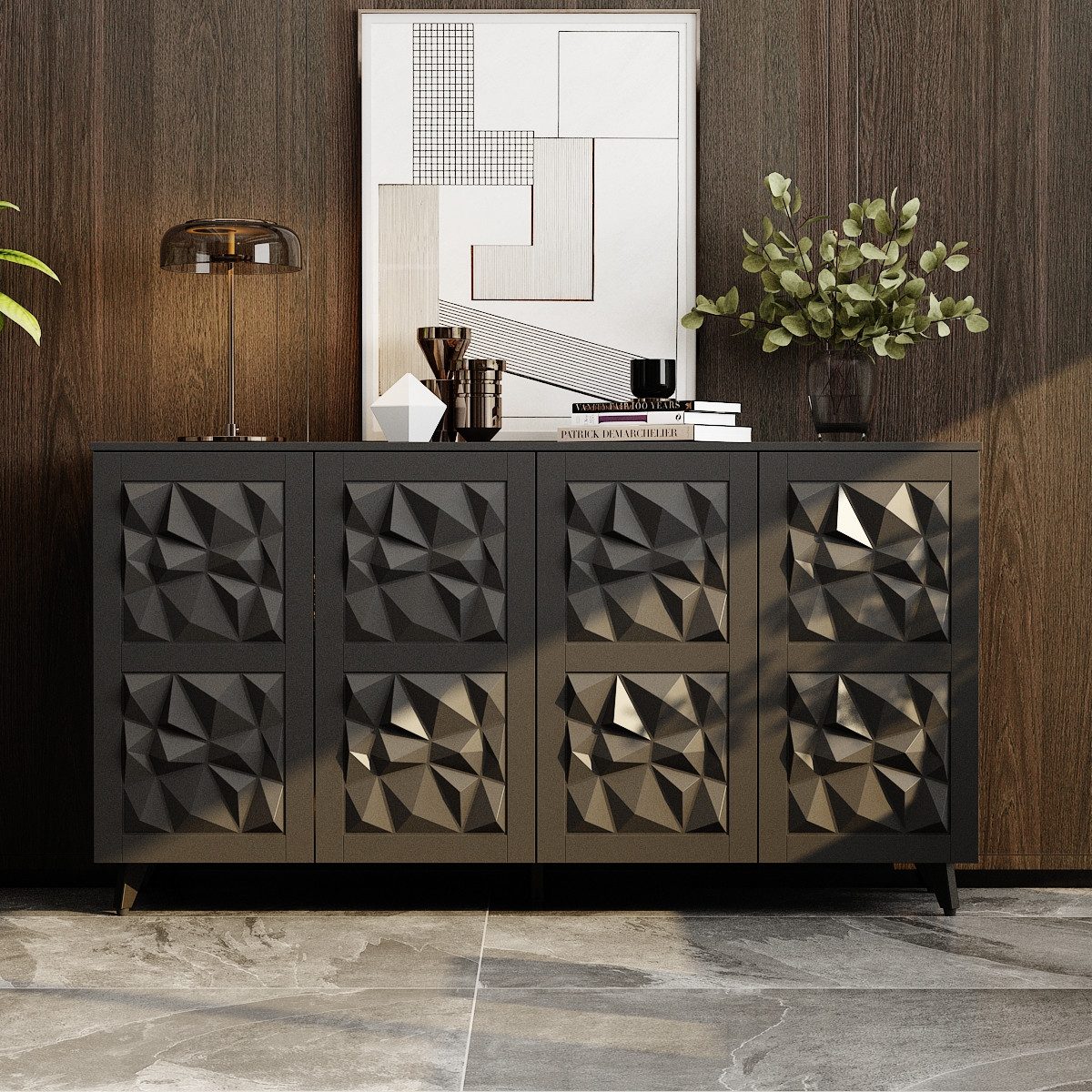 FUFU&GAGA Sideboard mit 4 Türen, POP-UP-Tür günstig online kaufen