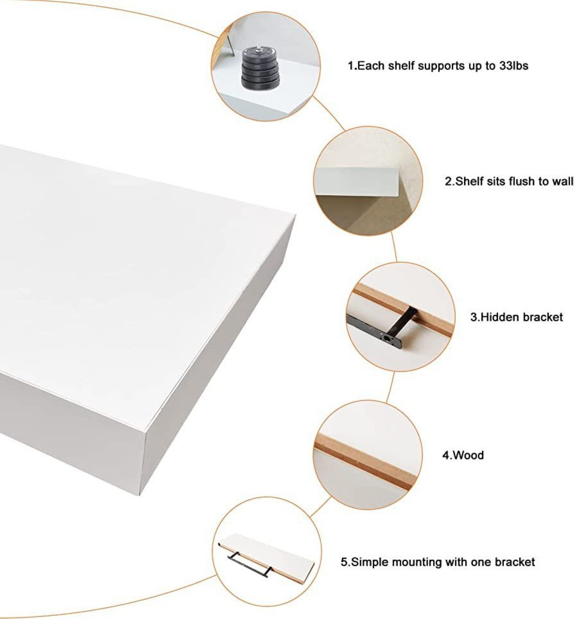 Homfa Wandboard Wandregal Wandbrett Wandablage Bücherregal 2er Set MDF Holz günstig online kaufen