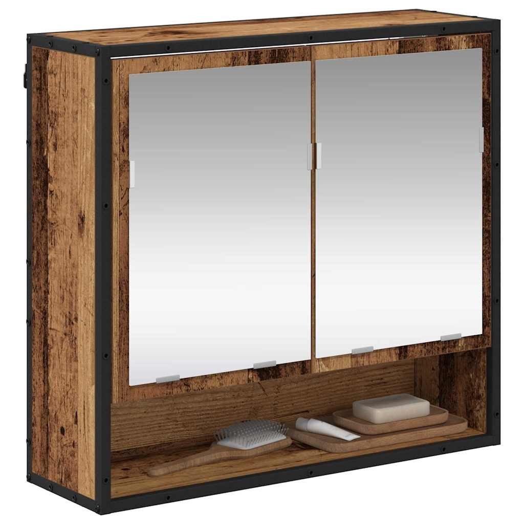vidaXL Badezimmerspiegelschrank Badezimmer-Spiegelschrank Altholz 65 x günstig online kaufen