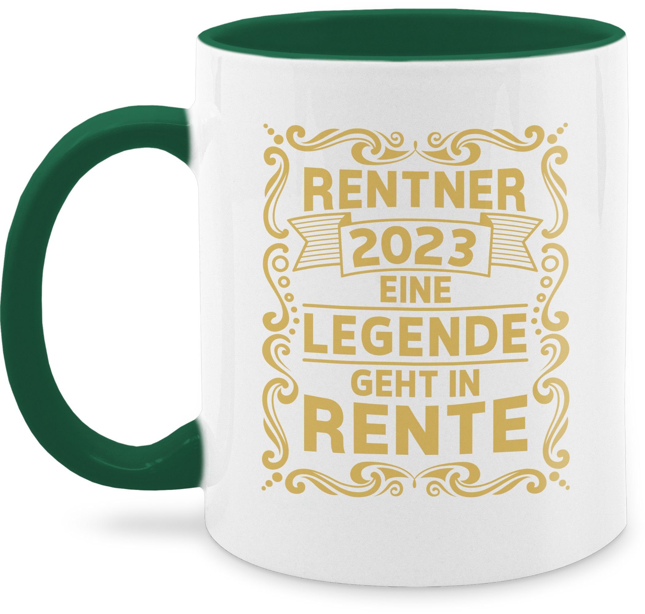 Shirtracer Tasse Rentner 2023 Eine Legende geht in Rente Ornamente Rente Geschenk Kaffeetasse