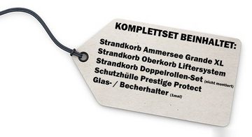 bene living Strandkorb Ammersee Grande XL Teak - PE grau - Modell 520, BxTxH: 142x95x165 cm, Volllieger ca. 175 Grad, Ostsee-Strandkorb Komplettset, inkl. Liftersystem und Bullaugen