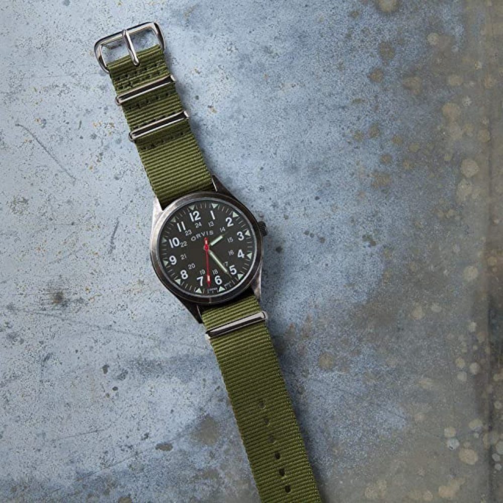 GelldG Armband NATO Ersatz-Klettarmband Nylon grün(1,8cm) Uhrenarmband Wasserdichtes