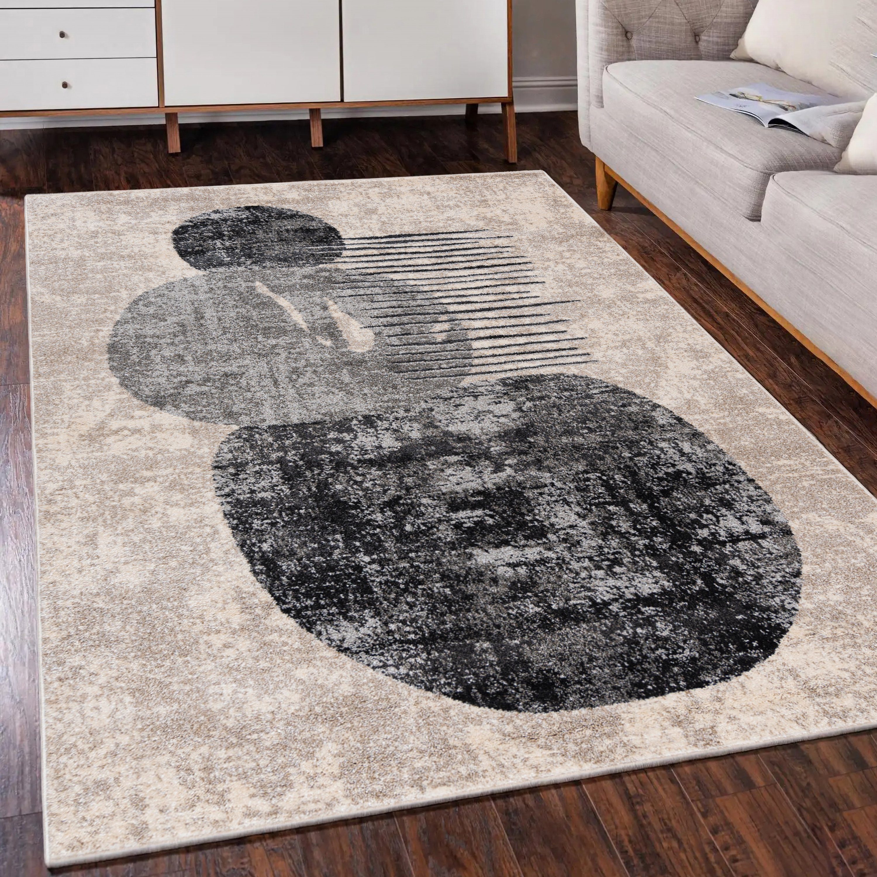 Mazovia Designteppich Modern Teppich Kurzflor Wohnzimmerteppich Japandi Sca günstig online kaufen
