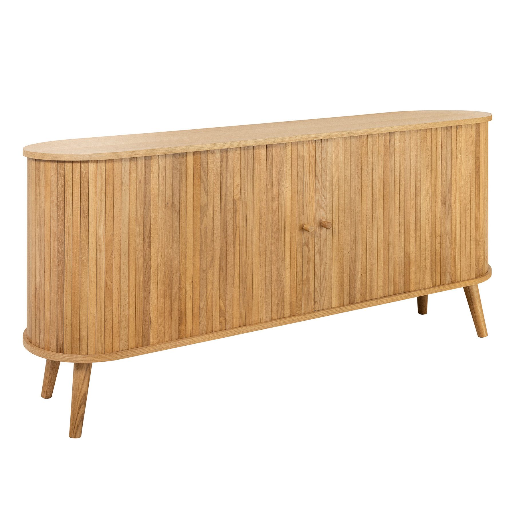 riess-ambiente Sideboard VALHALLA WOOD 160cm natur · Schrank mit 2 Schiebetüren & 4 Fächer (Einzelartikel, 1 St), Eiche · Kommode · Wohnzimmer · Retro Design