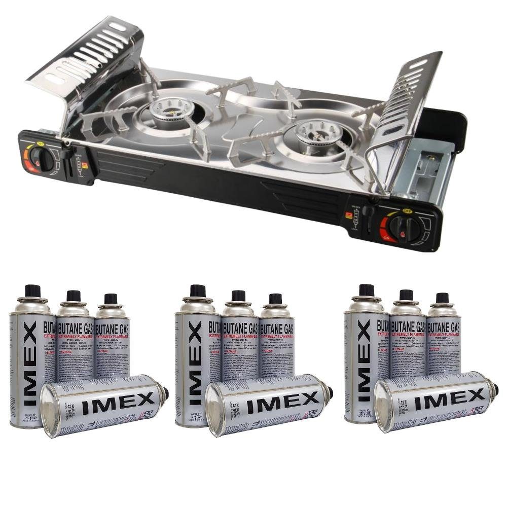 IMEX Messer-Set IMEX BDZ-2x155 Edelstahl 2 Flammiger Outdoor Doppelgaskocher mit 12