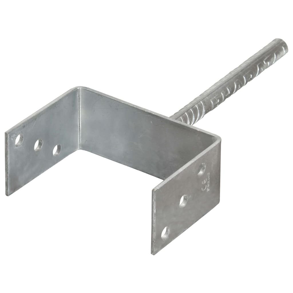 vidaXL H-Pfostenanker Pfostenträger 6 cm Stahl, Silbern Stk. Verzinkter 14×6×30 (6-St)