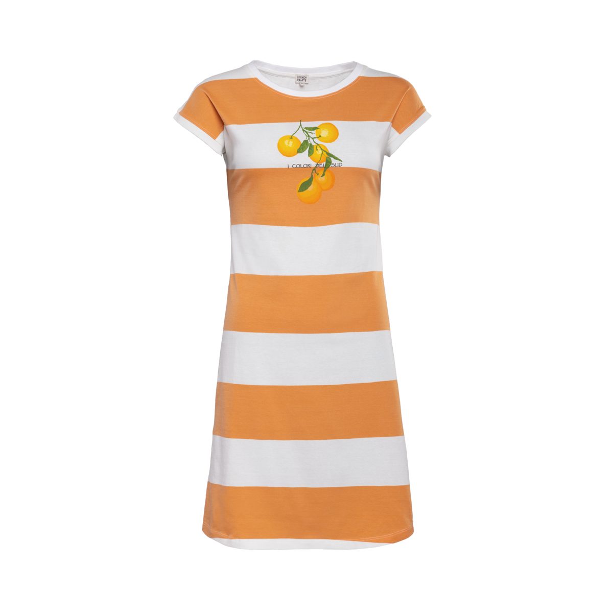 südlichem OSTARA Motivdruck Nachthemd Sommerliche Leichtigkeit Apricot/White LIVING mit CRAFTS