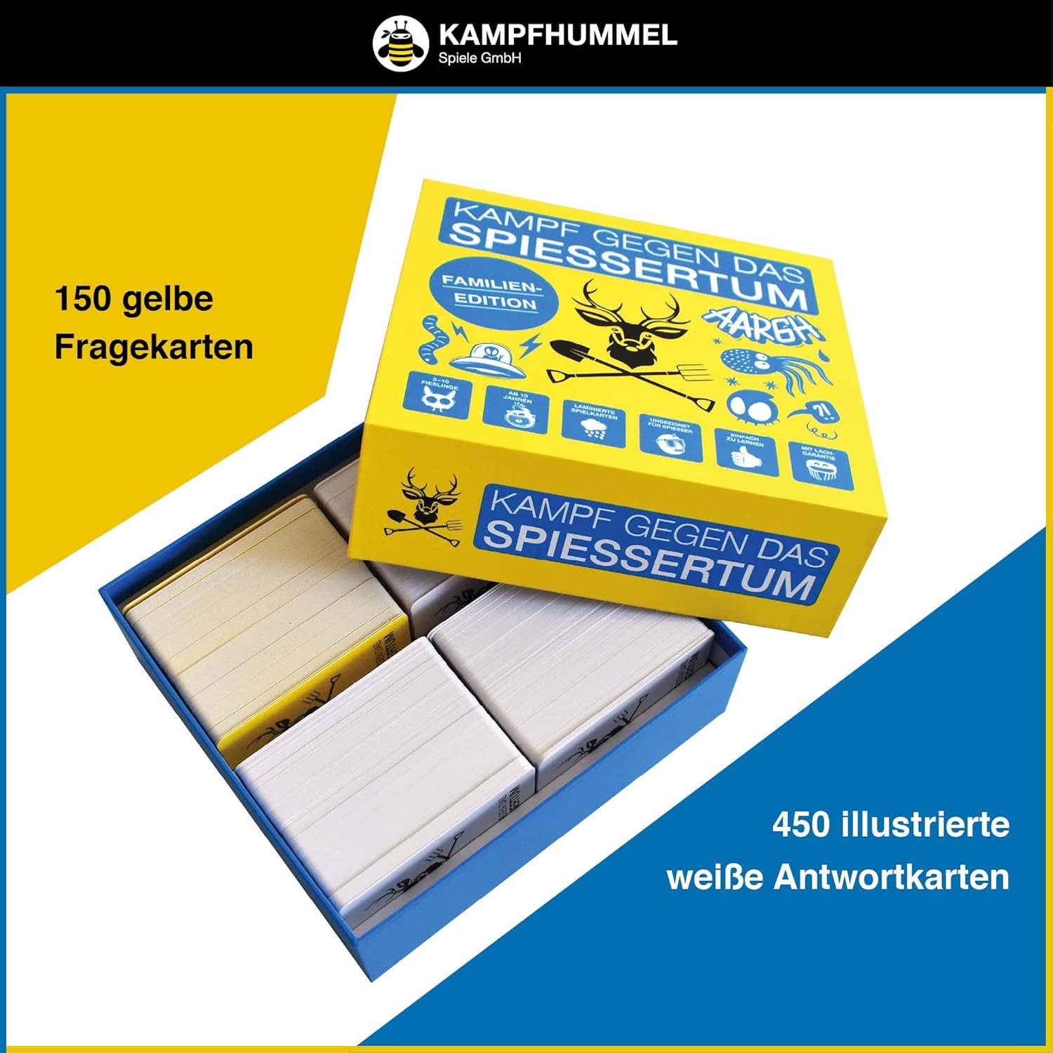 Kampfhummel Spiele Spiel Kampf gegen das Spießertum Familien-Edition, Familienspiel, Gesellschaftsspiel für die ganze Familie, ab 10 Jahre, 3-10 Spieler