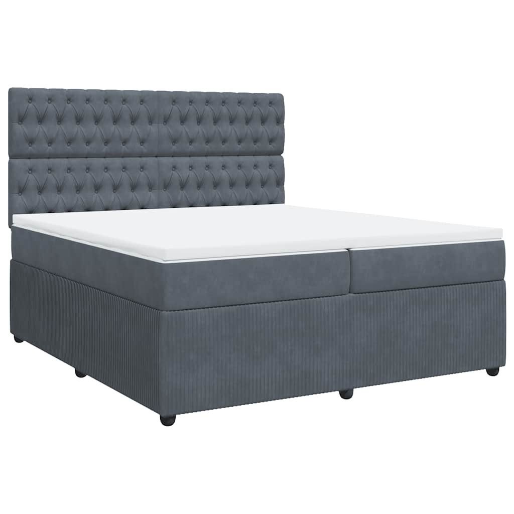 Bett Boxspringbett mit Matratze Dunkelgrau 200x200 cm Samt