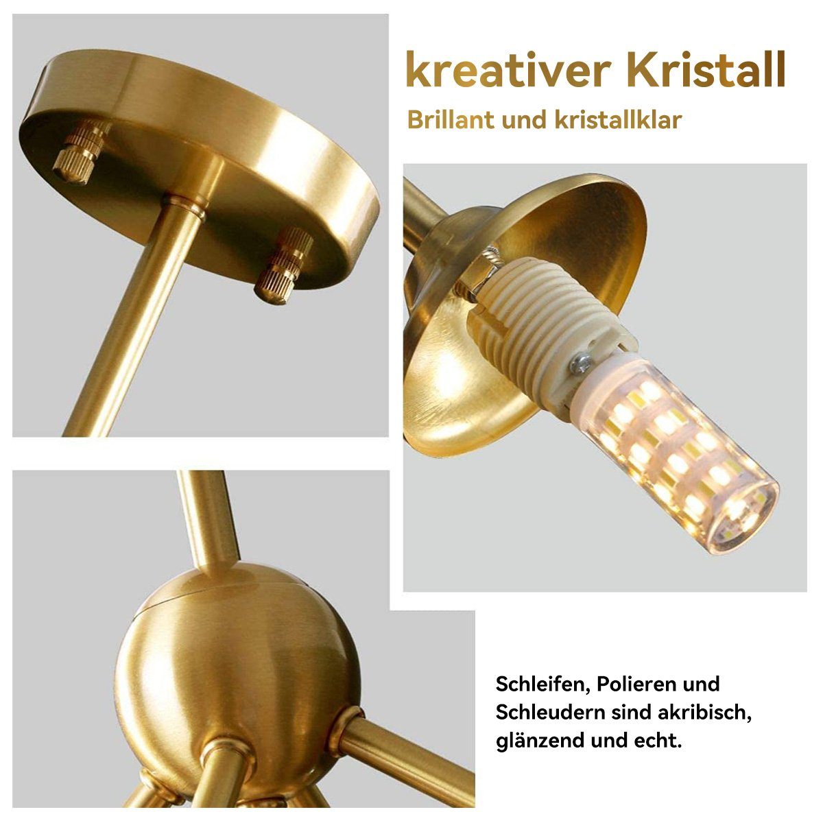 Welikera Deckenleuchte 3 Kopf Deckenlampe milchweißer Raum,G9-Lampenfassung,Ohne für Lichtquelle, 10-15 Lampenschirm, 5-10m² Bestrahlungsbereich