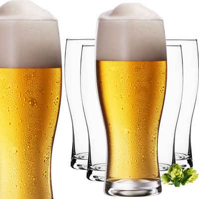 IMPERIAL glass Bierglas Biergläser 500ml (max 640ml) Weizenbiergläser, Glas, Set 6-Teilig Bierseidel Weizengläser hohes Bierglas 0,5L