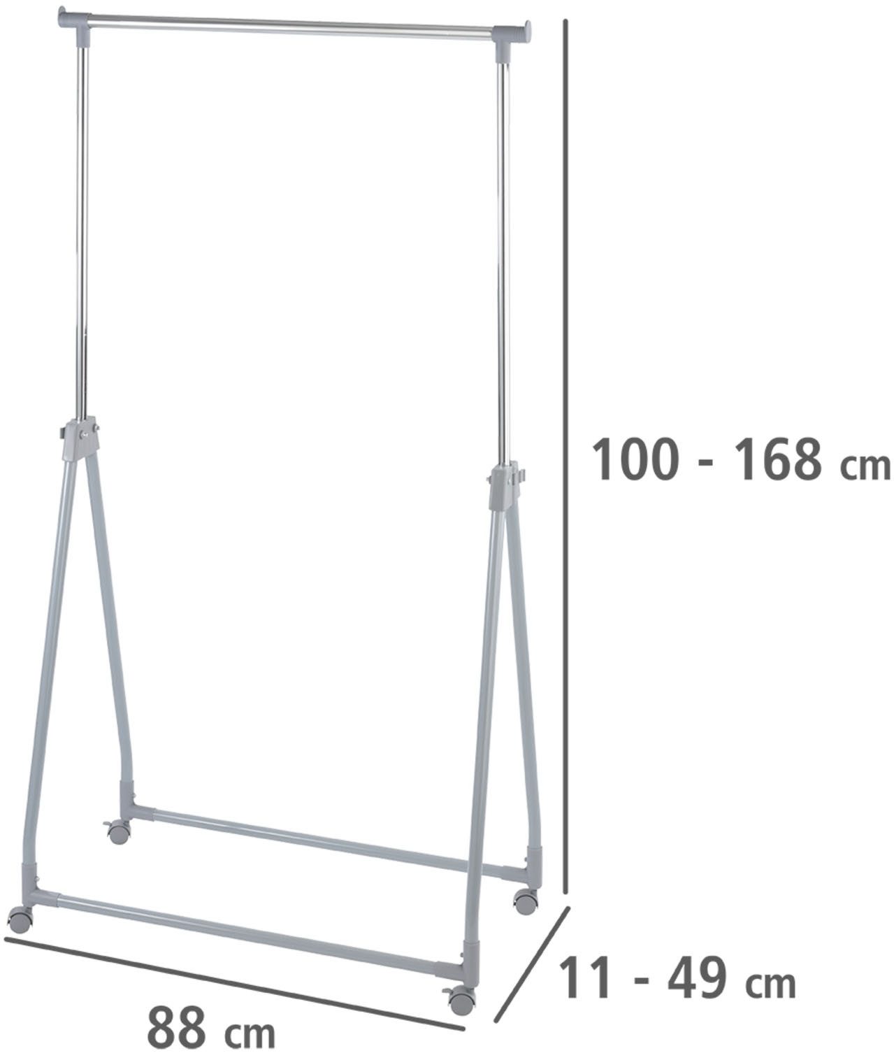WENKO Kleiderständer, stufenlos höhenverstellbar (99-167 cm), mit 4 Rollen, Tragkraft 40 kg