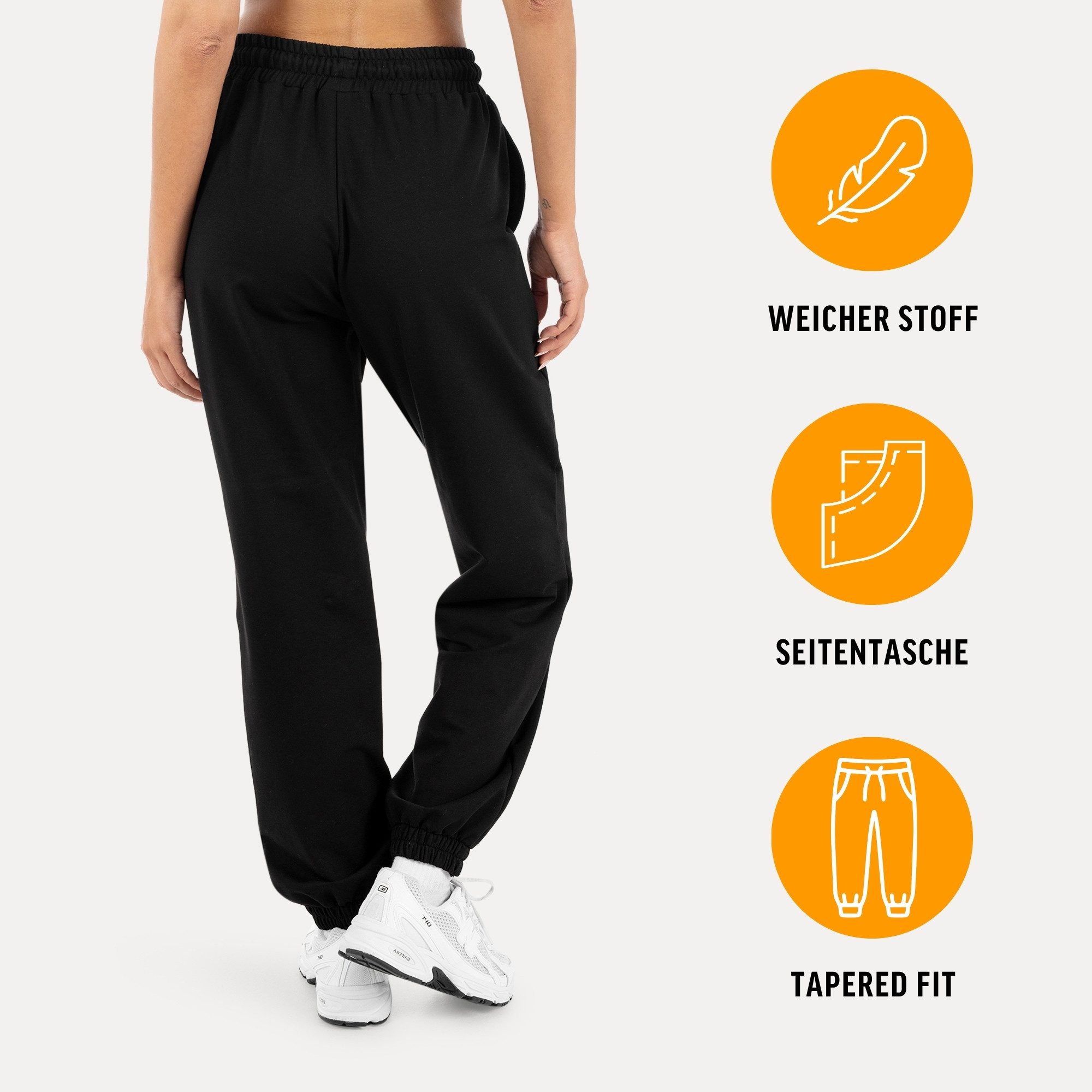 Smilodox Jogginghose Elura, Trainingshose Damen Tapered Fit, Sweatpants mit Tunnelzug Elastischer Bund, Kordelzug, Logo, Gym & Homewear