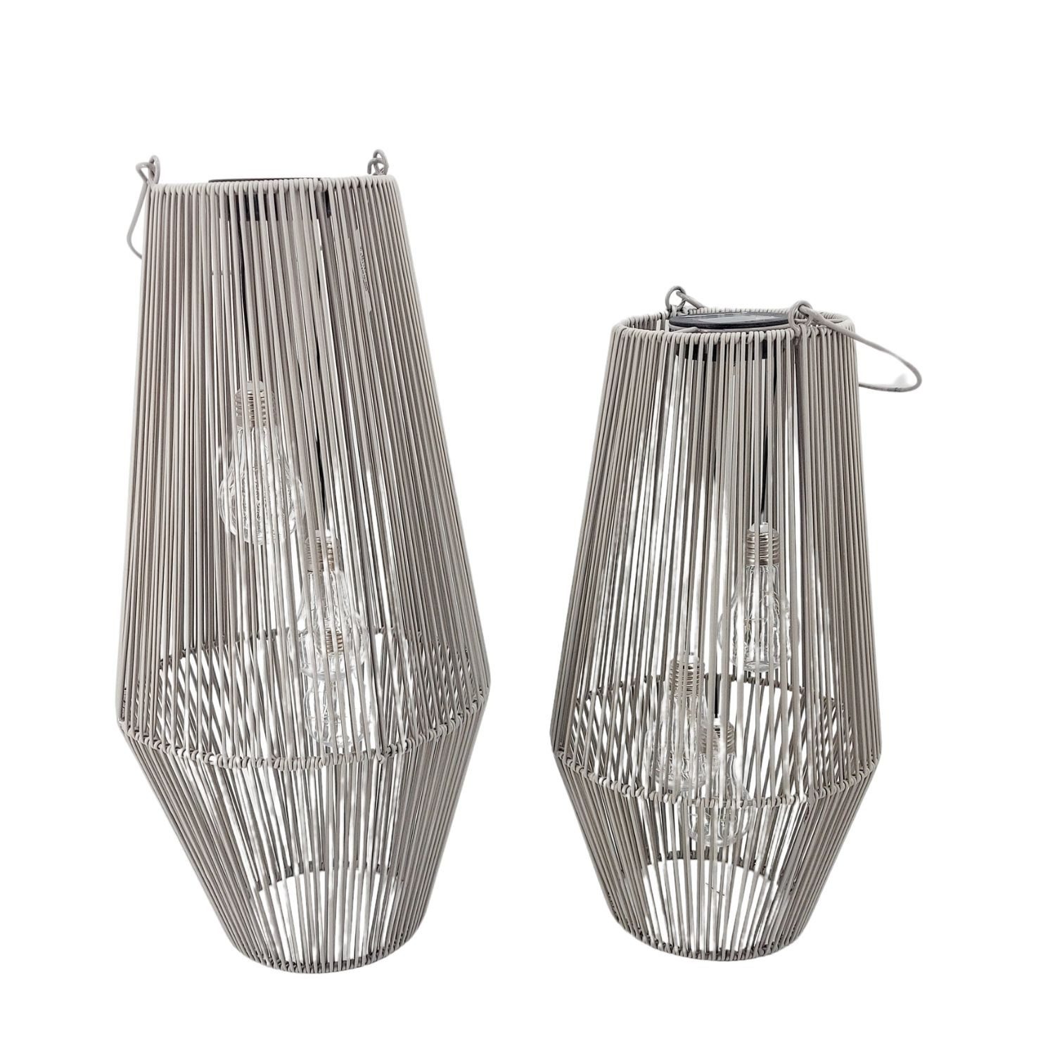 formano LED Tischleuchte Rattan-Optik, LED, Solarbetrieben, Grau, Bänder, H: 54cm