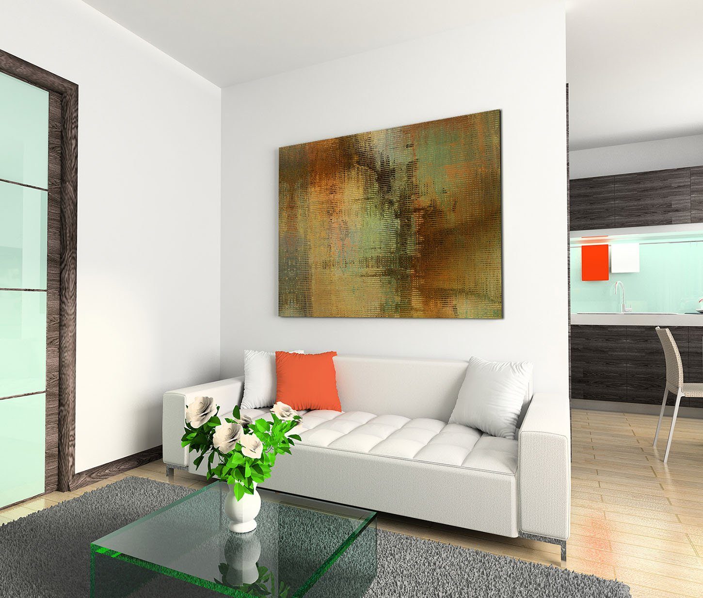 Sinus Art Leinwandbild 120x80cm Wandbild Hintergrund abstrakt braun grün beige