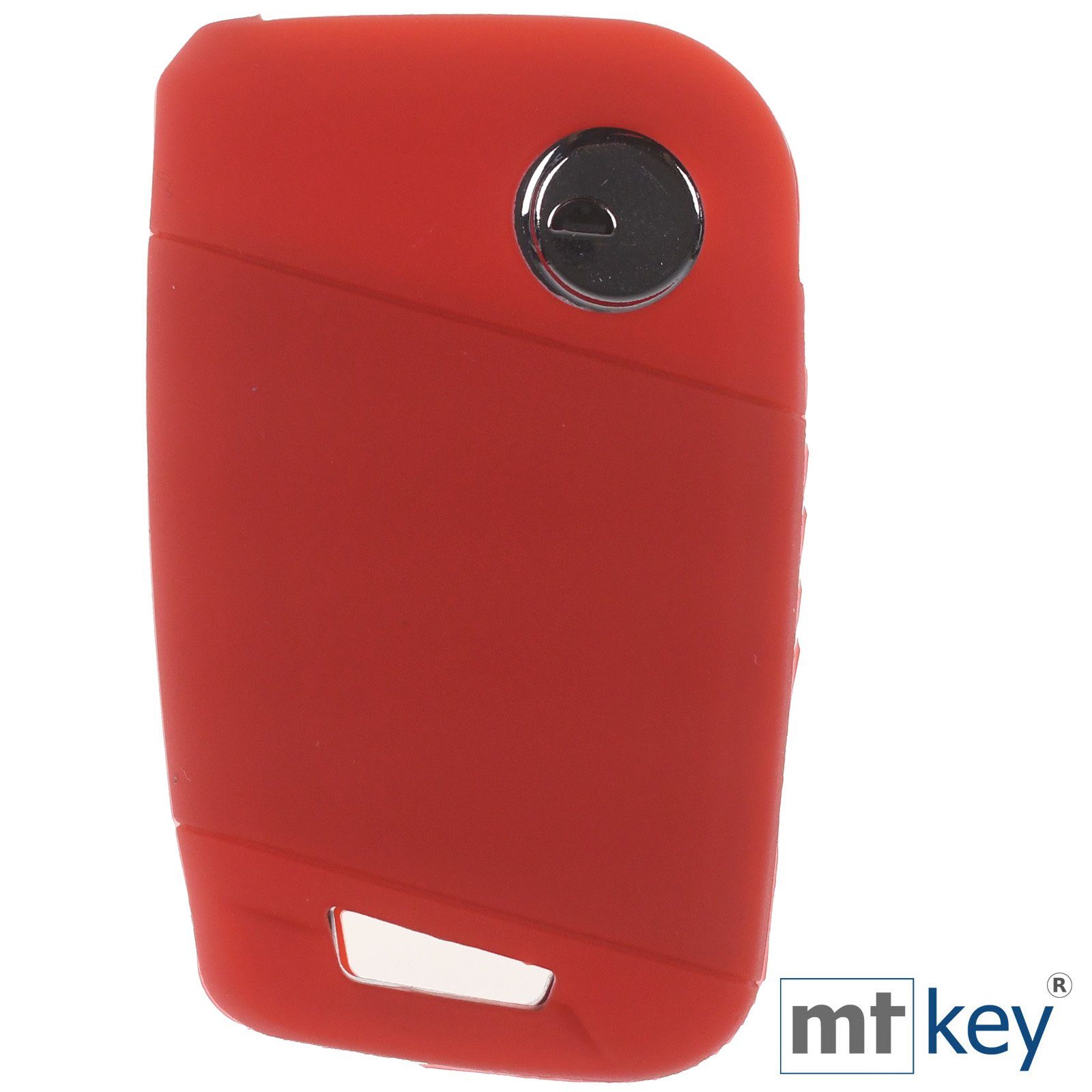 mt-key Silikon Skoda 3 Schlüsseltasche Passat Schutzhülle Arteon KEYLESS Tasten für Softcase Kodiaq Rot, VW SMARTKEY Autoschlüssel B8