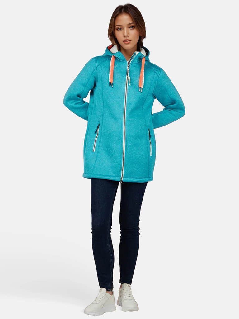 salzhaut Strickfleecejacke Damen Fleecemantel Tärgern mit Kapuze - Jacke wärmend & windabweisend