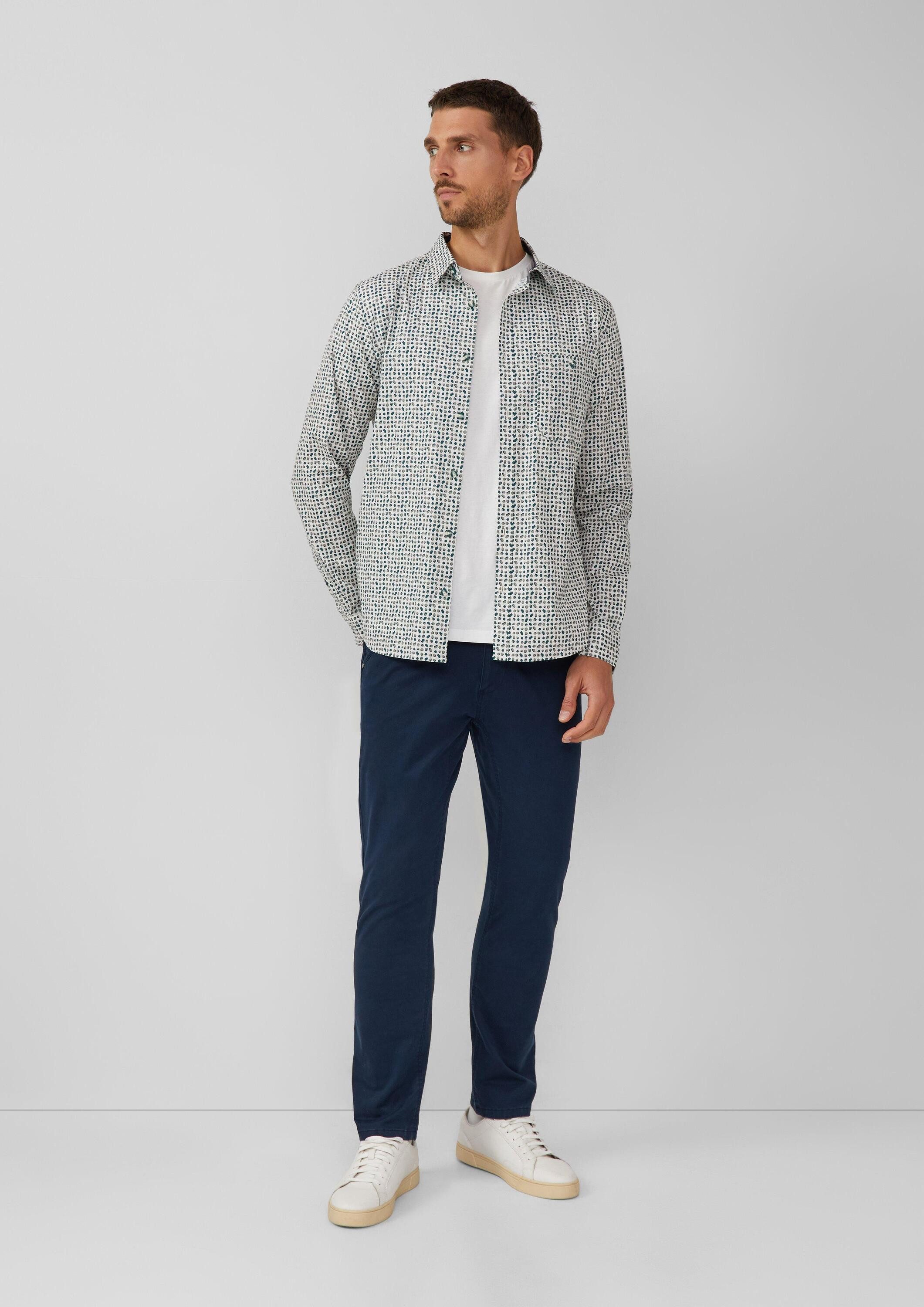 s.Oliver Langarmhemd Hemd Slim Fit: Gemustertes Hemd aus Baumwollstretch