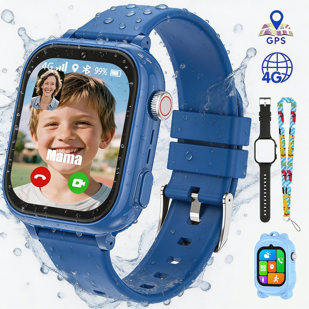 Vashoy 2026 T53Neue Smartwatch Kinder mit GPS, Kameras Smartwatch (5 cm/1.83 Zoll, Android/4G (LTE) 4G Telefonfunktionen Smartwatch, 7-tlg., austauschbares Gehäuse, viele Kombis, diverse Tragevarianten., Schulmodus,Geschenke für Kinder im Alter von 5 bis 16 Jahren